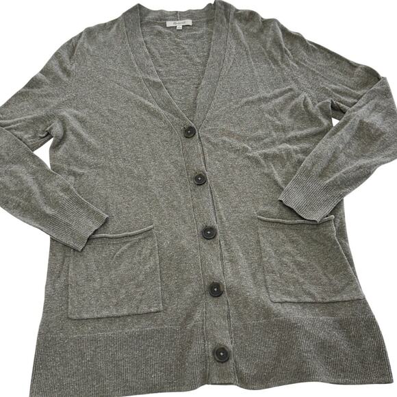Madewell Cardigan Women Medium Grey Summersoft‎ Maysfield Button Up Sweater - Picture 2 of 9